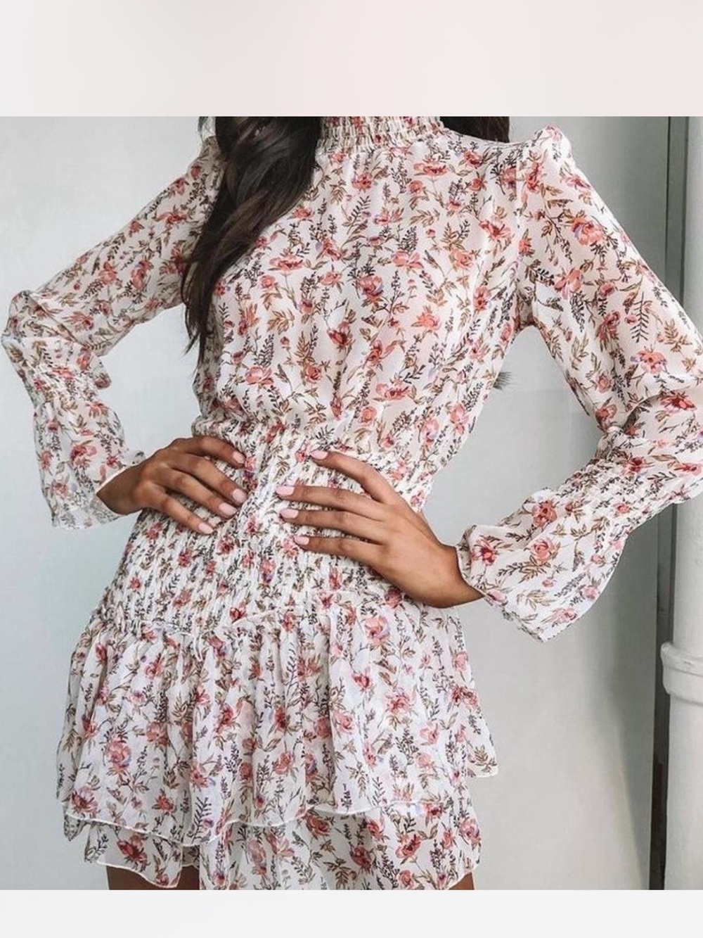 Princess Polly White Mini Dress with Pink Floral Print